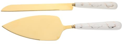 Lurrose 2 pièces Set Pelle et Couteau à Gâteau Inox Spatule à Pizza et Pâtisserie Antidérapante Ustensile Cuisine Résistant Corrosion pour Maison et Restaurant