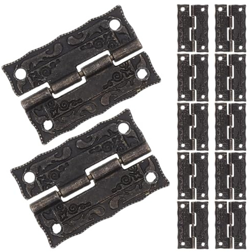 iplusmile Cerniere in Ferro Retrò Pieghevoli da 20 Pezzi per Scatole di Legno con Viti Mini Cerniere Decorative per Ante di Mobili Antichi Ferramenta per Portagioielli e Restauro Vintage