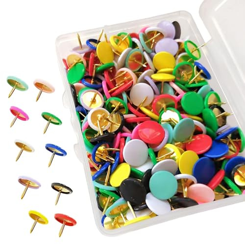 Vexorlian 100 PCS Push Pins, 10 Colors Mixed Drawing Pins for Notice Board with Storage Box, for Wall Drawing, Notice & Bulletin Boards, Maps, Plastic Head & Steel Needle, 1cm