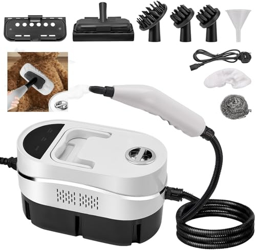 Limpiador a Vapor con 8 Cabezales, 1200ml 105-120℃ Vaporeta Limpieza Hogar Potente, Portátil Máquina de Limpieza a Vapor Presurizada de Alta Temperatu para Cocina, Baño, Coches (mit 1,5 M Netzkabel)