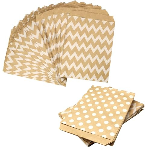Aupawdy 50 Candy Bar Tüten, Papiertüten Klein,Kraftpapier Süßigkeiten Tüten für Ostern Hochzeit Zubehör Kindergeburtstag, 18×13 cm