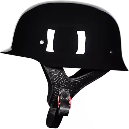 Casco Moto Jet Mezzo Casco Retrò Stile Tedesco, ECE 22.06 Omologato, Casco Scodella Per Adulti Uomo Donna, Ideale Per Cruiser Scooter Chopper Città, Nero Opaco 7,XXL/(63~64cm)