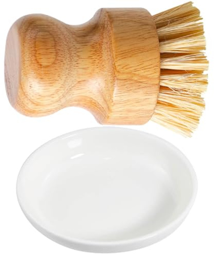 Generic Set of 2 and Ceramic Kitchen Dish Brushes for Washing, Handheld Multifunctional Base Brush for Cleaning Cast-iron Pans and Dishes, for Household Kitchen Cleaning
