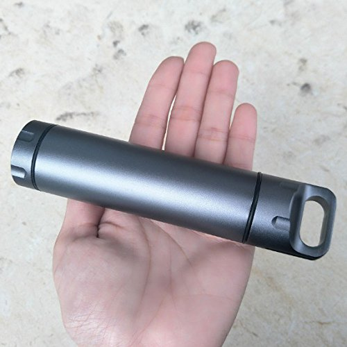 EKLOEN Portable Survival Waterproof Pill Container Outdoor Waterproof Capsule Seal Bottle Holder Case EDC Emergency Tool,CNC Machined Aluminum Bottle(Grey)