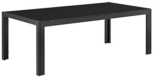 casa.pro Gartentisch 'Lerum' 100 x 50 x 35cm Glastisch Couchtisch Outdoor Garten Gestell aus Eisen Schwarz