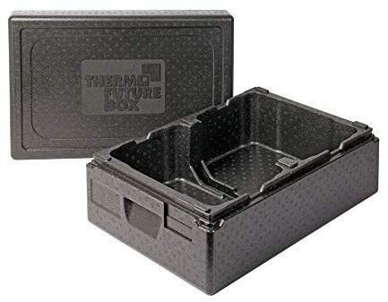 Thermo Future Box Ice Cream +2 Transportbox Warmhaltebox und Isolierbox mit Deckel, Thermobox aus EPP (expandiertes Polypropylen), schwarz, 2 x 10 Liter Kühlbox