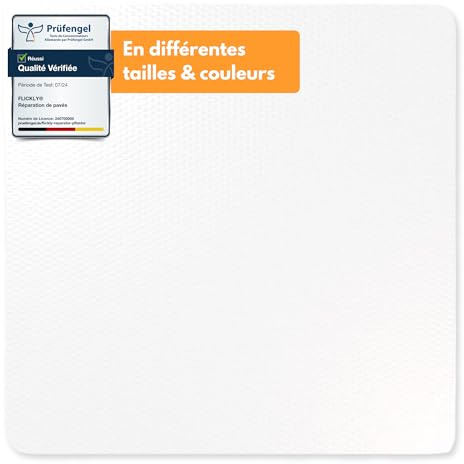 Flickly® Selbstklebende Reparatur Flicken | LKW, Anhänger, Zelt, Markisen, Camping, Sonnenschirme, Pool | in vielen Farben erhältlich | 10cm x 10cm | (RAL9010) Weiß
