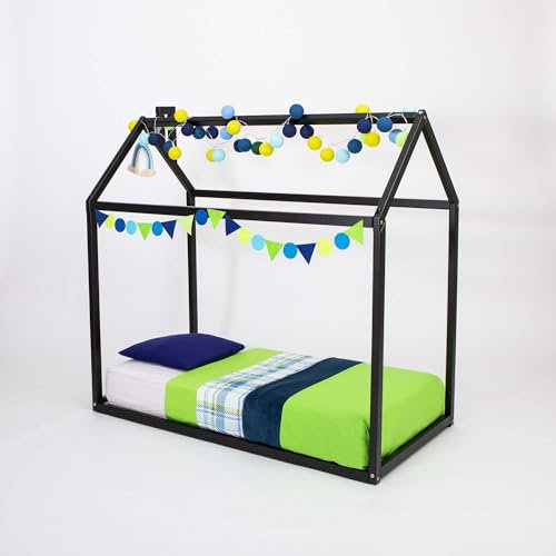Sweet Home From Wood Kinderbett, Montessori-Bett (Schwarz, 140 x 70 cm)