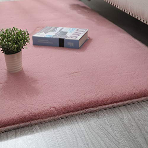 Teppich Kinderzimmer,Teppich Hasenfell Imitat,Decke Aus Kunstfell Geeignet Für Wohnzimmer Teppiche Flauschig Fell Gemütliches Schaffell Bettvorleger Sofa Matte,Rosa,80x160cm
