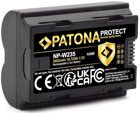PATONA Protect NP-W235 Akku 2600mAh Ersatzakku kompatibel mit Fuji Fujifilm GFX-50s II GFX-100S GFX100 II GFX100RF X-H2 X-H2S X-S20 X-T4 X-T5 GFX 100S GFX50 XH2 XH2S XS20 XT4 XT5 NPW235 NP W235