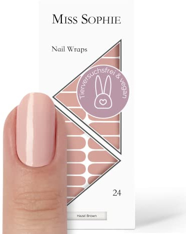 Original Miss Sophie Nagelfolien Hazel Brown I 24 ultra-dünne Nagellack-Streifen einfarbig in Braun I Für Finger- & Fußnägel I Hält auf Natur- sowie lackierten, Acryl-, Gel- & Shellac-Nägeln