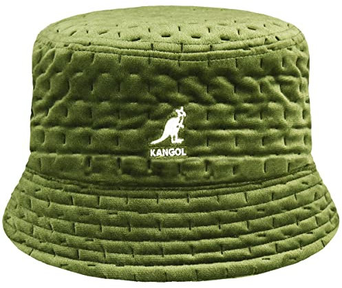 Kangol Dash Quilted Bin Stoffhut Fischerhut Anglerhut Damen/Herren - mit Futter, Lederband Winter Herbst-Winter - XL (60-61 cm) Oliv