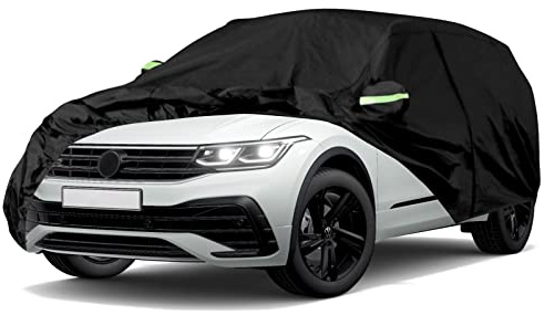 Autoabdeckung Wasserdicht für VW TROC 2017–2025, Atmungsaktiv Vollgarage Auto Abdeckplane für Regen Sonne Staub Schutz mit Reißverschluss, Schwarz Autohülle für den Innen und Außenbereich