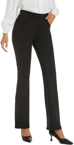 adorence Pantalones de Vestir Elegantes para Mujer con 4 Bolsillos, Leggings Acampanados, Ideales para Oficina y Negocios, Mallas Acampanadas Mujer, Pantalones Mujer Versátiles-31 Negro,M