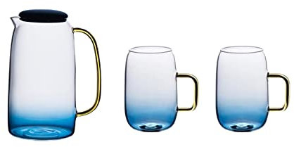 GRFIT Brocca Acqua Beverage Acqua BRECATORE Set CARAFICA di Vetro con Coperto E BATTURA Calda Acqua Calda Caraffa con Tazza for caffè Juice Juice Party Caraffa Acqua