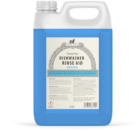 Celtic Clean - Professional Dishwasher Rinse Aid - Blue - 2.5 Litre - Concentrated Formula for Industrial & Commercial Machines, Streak-Free Shine, Spot Prevention, Fast-Drying