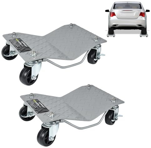Aufun Ayuda de maniobra 2 piezas, gato de maniobra, gato con ruedas para maniobrar para coches, camiones, plataforma móvil para neumáticos, cada uno con una capacidad de carga de 500 kg, Sibler