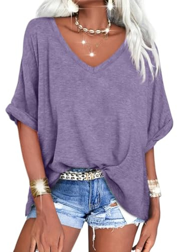 GeGekoko Donna Maglietta Estiva a Maniche Corte T-Shirt Oversize Casual Top Sciolto Camicetta Elegante