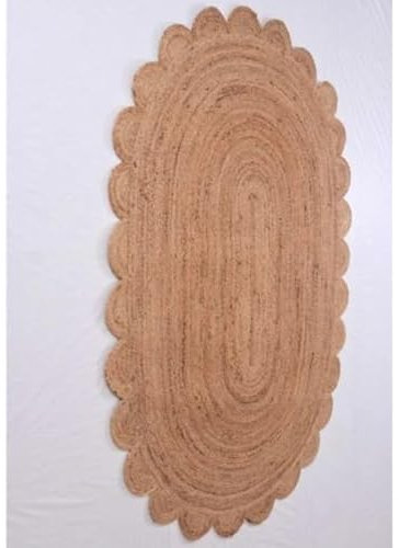 Jaipur Art And Craft Natürlicher, gewellter, ovaler Jute-Teppich, dekorativer Teppich für Wohnzimmer, Teppichgröße – (6x9 Quadratfuß), (72x108 Zoll), (180x270 cm)