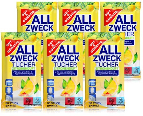 Gut & Günstig Allzwecktücher Zitronenduft 6 x 80 (480) Stück