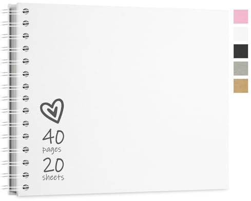 Vienrose Fotoalbum zum Selbstgestalten 28x20,5 cm, 20 Blätter 40 Seiten | DIY Scrapbook Bastelalbum, Hardcover Kraftpapier Spiralalbum als Geschenk für Hochzeit Geburtstag Jahrestag