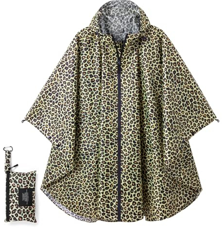 POWINSUN modischer Regenponcho mit Kapuze, wasserdichte Regenjacke mit Tasche für Damen, Herren, Erwachsene, Muster, Einheitsgröße