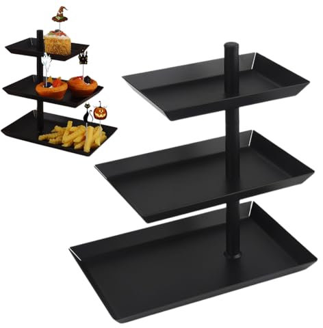 CEWROM Alzata per frutta con 3 ripiani, girevole a 360°, in metallo, per alimenti, per dolci, dolci, biscotti, frutta, per la casa, intrattenimento e feste