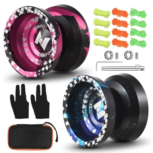 Solinder 2 Stück professioneller Yoyoball, reaktionsfähiger Yoyoball aus Aluminiumlegierung mit Nicht reagierendem Lager für professionelle Anfänger