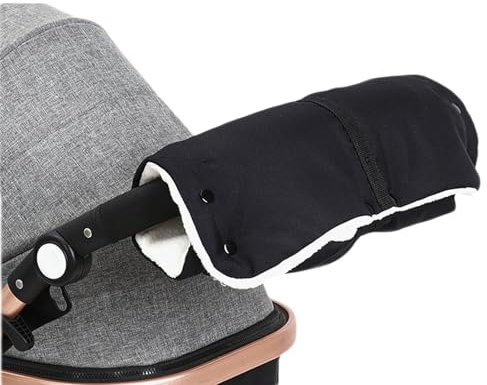 JUMUAO Handwärmer Kinderwagen,Universalgröße Handmuff Handschuhe Buggy zubehör,Kinderwagenmuff mit Warm Flanell,Muff Wasserdicht und Winddicht für Kinderwagen, buggy, Radanhänger winter (Schwarz)