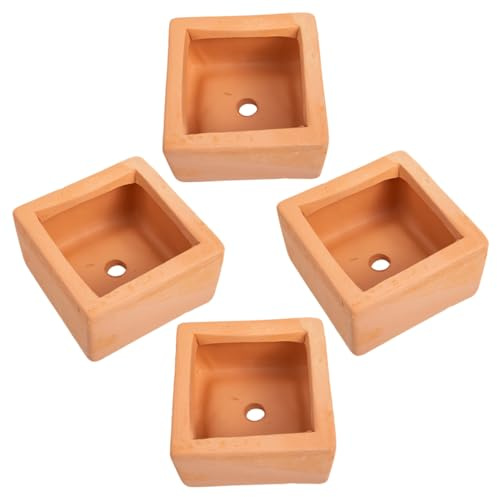 ROMISBABA 4piezas Macetas De Terracota Cuadradas para Plantas Macetas para Suculentas y Flores para Interiores y Jardines