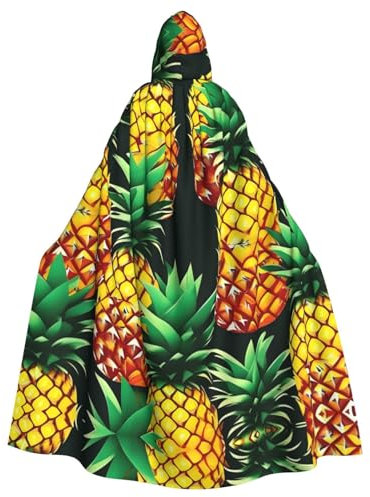 YaWea Unisex Hooded Cloak Tropical Fruit Pineapple Print Lightweight Wizard Cloak Halloween Cosplay Costumes