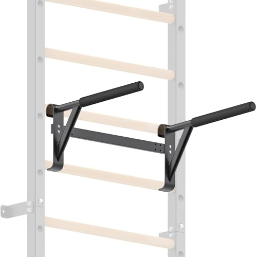 Kipika Gymnastik Stallstång – 5 cm x 5 cm svensk stege med 2,5 cm hål, väggmonterad pull-up stång stege upphängningstränare, massivt trägrepp gymnastikträningsstång för hem, vägggym, skola