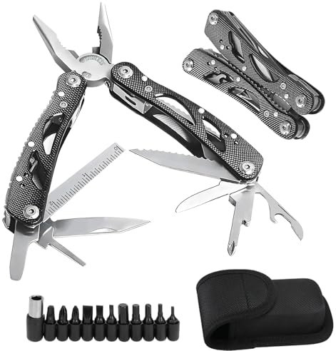 24 in 1 Multitools, Stainless Steel Pocket Knife with Precision Screwdriver, Safety Locks, Gifts for Men, All-in-One Tools for Survival, Camping, Hiking, Home