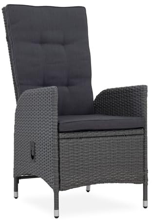 Riess Ambiente Outdoor Gartenstuhl Sylt - grau - Polyrattan - Hochlehner mit Armlehne verstellbar wetterfest