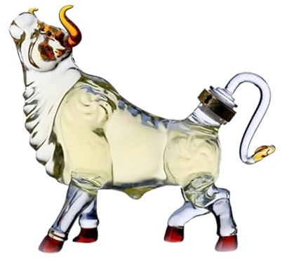 RynoPulse Decantador Charging Bull, Decantador para Whisky con forma de toro para vino, whisky, Brandy-Head-up Cattle Container|||500 ml
