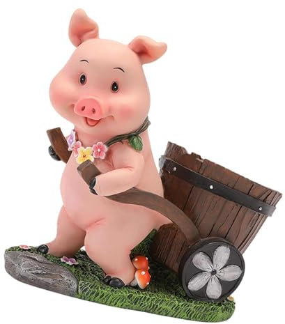 Fenteer Sculpture de Pigne pour Pot de Fleurs Animaux, Ornement de Bureau, Pigle de Charrette