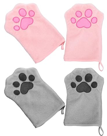 RELKLYU 2 Pares De Toallas De Estilo De Guante De Mascotas, Toallas Absorbentes, Toallas De Limpieza De Mascotas, Suministros De Baño De Mascotas, Toallas Suaves para Mascotas.