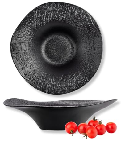 Wilmax - Bol profond - 1 pièce 30 cm / 700 ml - Assiette creuse noire - Pour pâtes, soupes, salades, plats principaux - Bol profond résistant aux rayures - Lavable au lavage et au micro-ondes