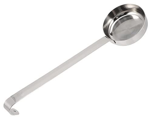 VICASKY Stainless Steel Pizza Spread Ladle Long Handle Flat Bottom Sauce Spoon Multifunctional Kitchen Cooking Tool for Pizza Sauce and Soup Preparation