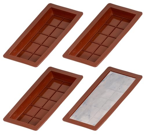 4PCS Deep Chocolate Bar Moulds, 10 Cavity Reusable Silicone Chocolate Sweet Moulds, Deep Silicone Candy Bar Molds for Homemade Making Bar Candy Bar Bpa Free DIY