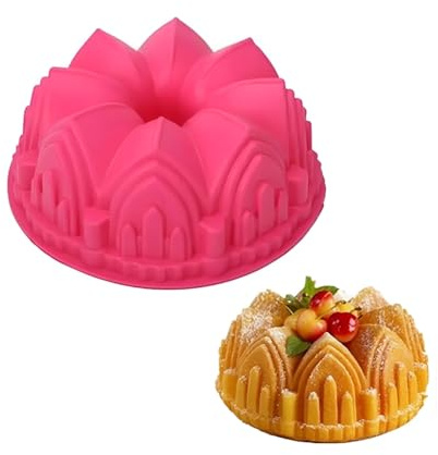 Holzsammlung Moule à gâteau en silicone en forme de château de couronne, moule à gâteau réutilisable, moule à gâteau antiadhésif, plateaux de cuisson polyvalents pour créer du chocolat, de la gelée