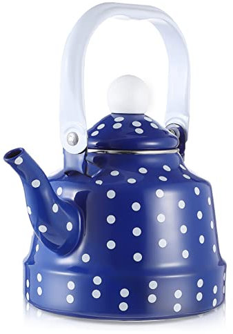 Holibanna Théière Émail à Pois Classique Avec Poignée Antidérapante Pour Cuisinière Et Bureau Sifflante Au Bout