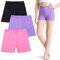 JinBei Radlerhose Kinder Baumwolle Kurz Leggings Mädchen Sporthose Sommer Bequem Kurze Hose Elastischer Bund Shorts Activewear Turnhose 3er-Pack Schwarz Rosa Lila 9-10 Jahre, GR. 134-140