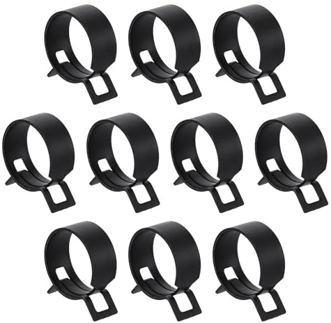sourcing map 10pcs Spring Band Type Hose Clamps 25mm Fuel Line Hose Spring Clip Silicone Vacuum Hose Pipe Clamp Low Pressure Tube Clip Fastener, Black