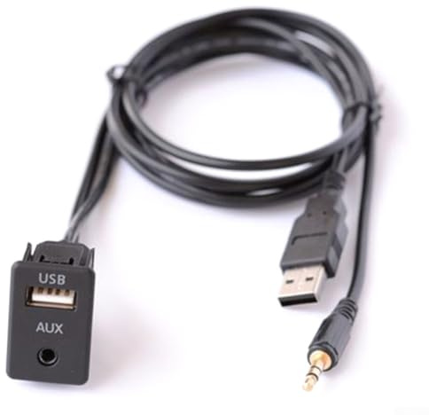 Besttoolifes Cable auxiliar USB macho o de interfaz para coche, adaptador de montaje empotrado con extensión AUX de 3,5 mm, compatible con modelos, ABS negro, instalación de panel de control central