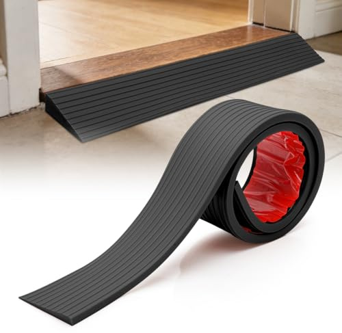 Tröskelramp, halkfri yta, dörrtröskelramper, PVC rullstolsramp, gummiramp, uppkörningsramp för rullator, rullstol, barnvagn eller skoter (svart, 100 x 8 x 2 cm)