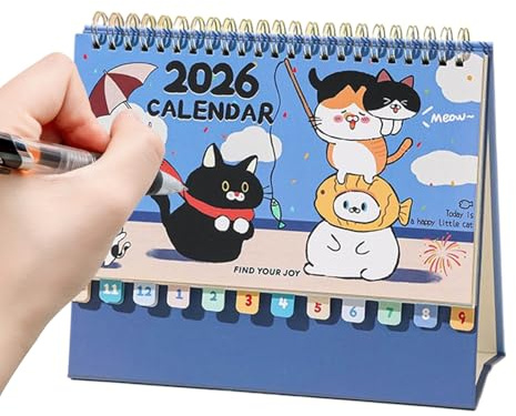 Kattkalender 2026 | Söt kattdagbok - 12 månader djurkalender - för planering av tidsdekoration organisation hem kontor studie