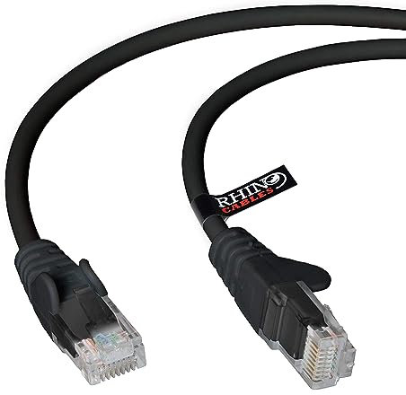 rhinocables CAT 5e High-Speed Ethernet Cable - Reliable LAN Network RJ45 Cable for Fast Internet & Data Transfer | Durable WiFi Broadband Cable for Gaming & Streaming, (1.5m, Black, Pack of 1)