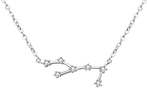 Clearine Halskette Sternzeichen 925 Sterling Silber Cubic Zirconia Sternbilder 12 Horoskop Astrologie Anhänger Kette Klar für Damen Mädschen