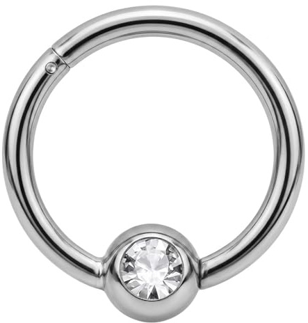 Monster Piercing - Nasenpiercing Septum - Ring - Segmentklicker aus Chirurgenstahl 316L mit Kugel. Verschiedene Farben. Stabstärke: 16G (1,2mm); Durchmesser: 6mm bis 12mm. Hypoallergen.